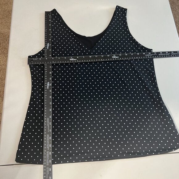 Reversible Tank Top Womens Large Black White Polka Dot Solid Sleeveless V-Neck - Picture 2 of 10